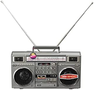 New Wave Toys M90 Micro Blaster Replica Boombox Portable Wireless Bluetooth Speaker with 40 Inch Silver Necklace Chain, Dual 6W Micro Speakers, 20 Hour Playtime