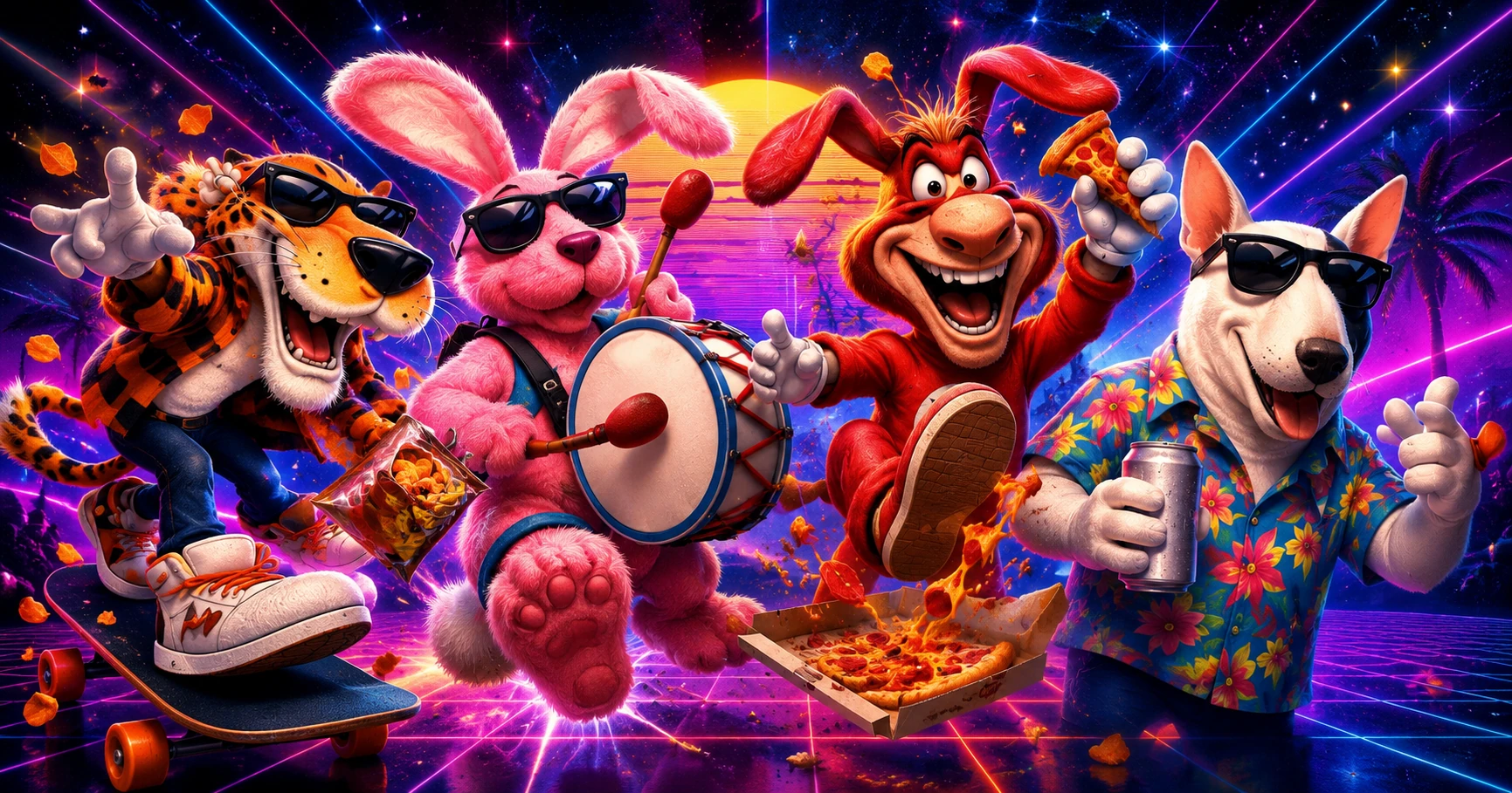 80s Commercial Mascots: Spuds MacKenzie, The Noid, Energizer Bunny & Chester Cheetah