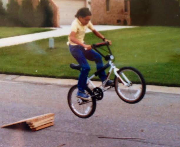 1980s driveway ramps and homemade bike stunt setup