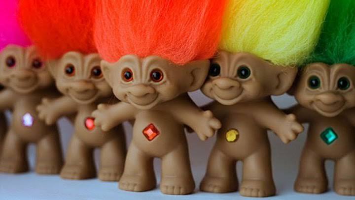 90s Troll dolls with colorful hair