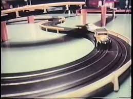 Aurora AFX slot car track layout from the 1970s