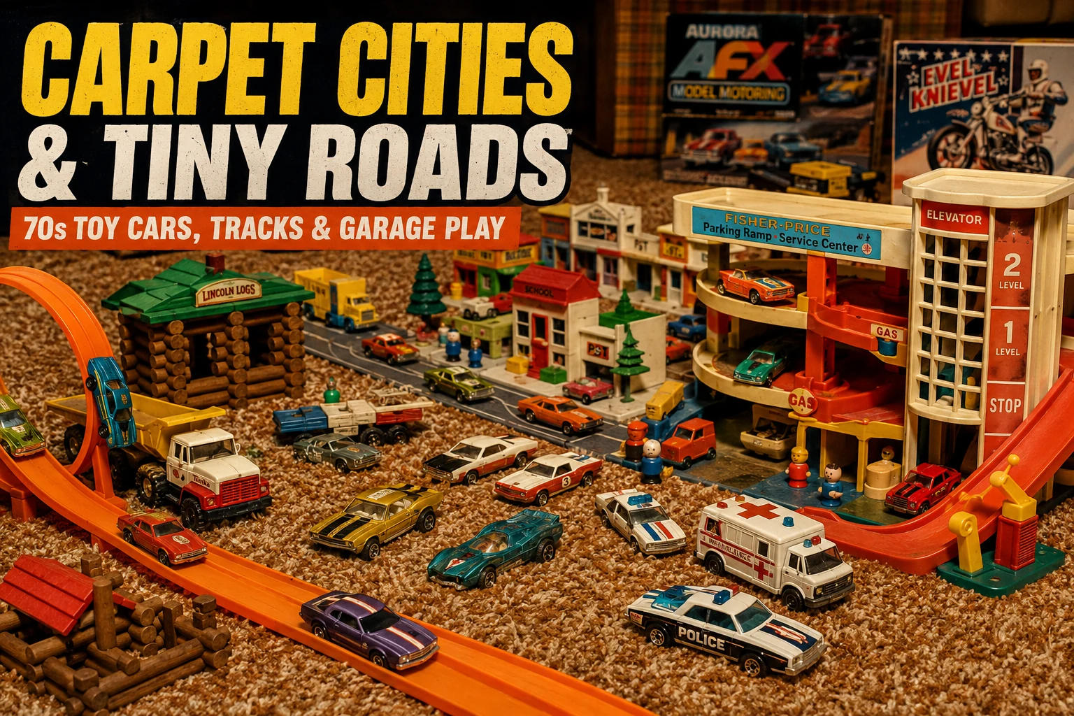 Carpet Cities & Tiny Roads: 70s Toy Cars, Tracks & Garage Play