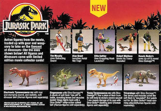 Jurassic Park 90s dinosaurs and action figures