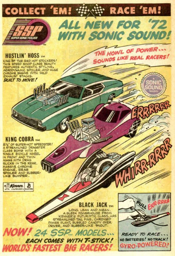 Kenner SSP Racers ripcord toy cars from the 1970s