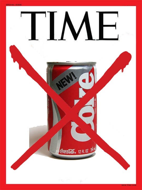 TIME magazine cover about New Coke in 1985
