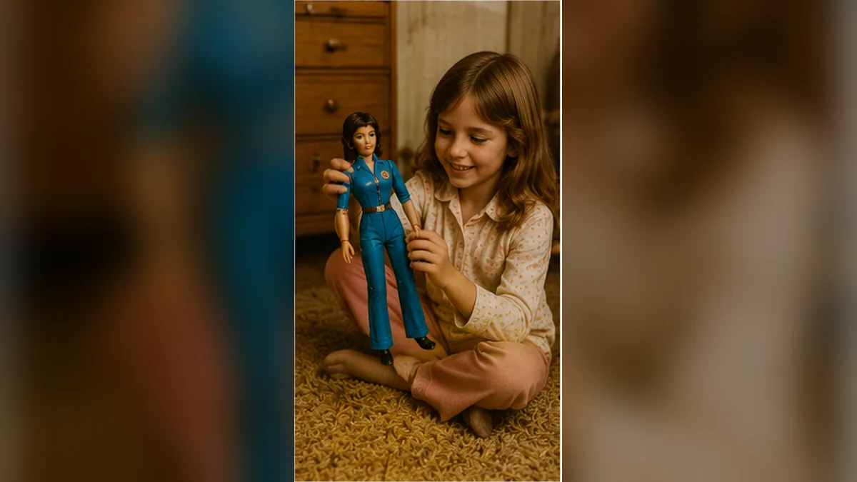 A 1970s television-inspired action doll in a sporty jumpsuit