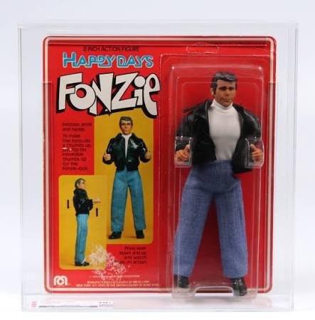 Vintage packaged Fonzie action figure from Happy Days