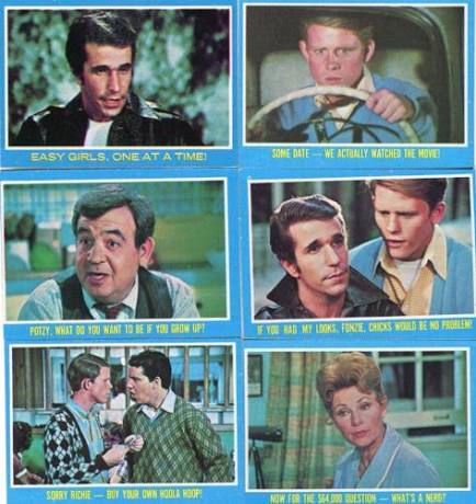 Vintage Happy Days trading cards featuring the cast