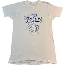 Vintage white The Fonz T-shirt with a thumbs-up design