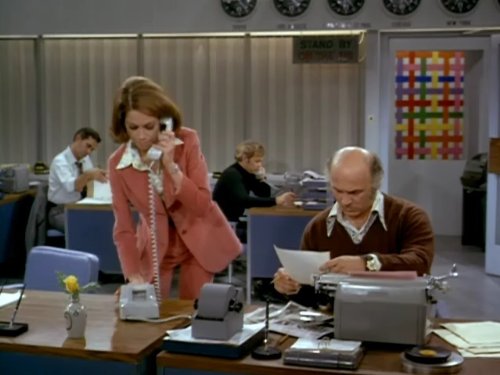 Mary Richards producing or directing a WJM television broadcast