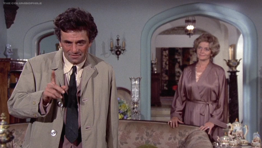 Columbo questioning an affluent suspect inside a polished upper-class setting