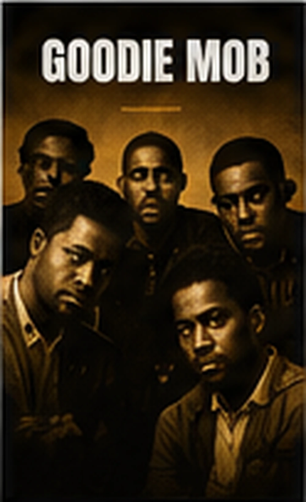 Goodie Mob inspired Southern conscious rap profile image with Atlanta basement studio energy, soul food table, church window, cassette tapes, and Southern hip-hop atmosphere