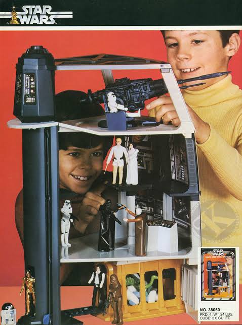 Vintage multi-level Death Star space-station playset with figures, elevator, platforms and action features