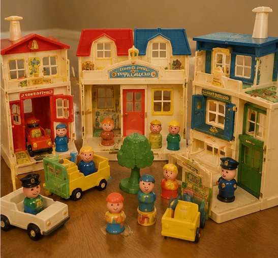 Large Play Family Village with stores, apartments, community workers and vehicles
