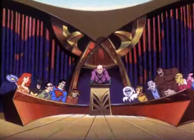 Lex Luthor and the Legion of Doom gathered inside their villain headquarters