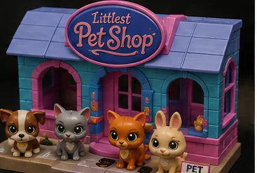 1990s Littlest Pet Shop playset with miniature animal figures