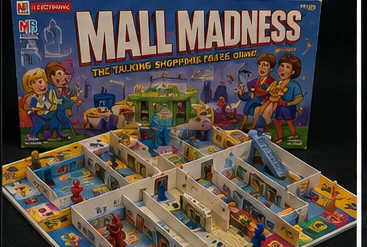 Mall Madness board game with three-dimensional shopping mall