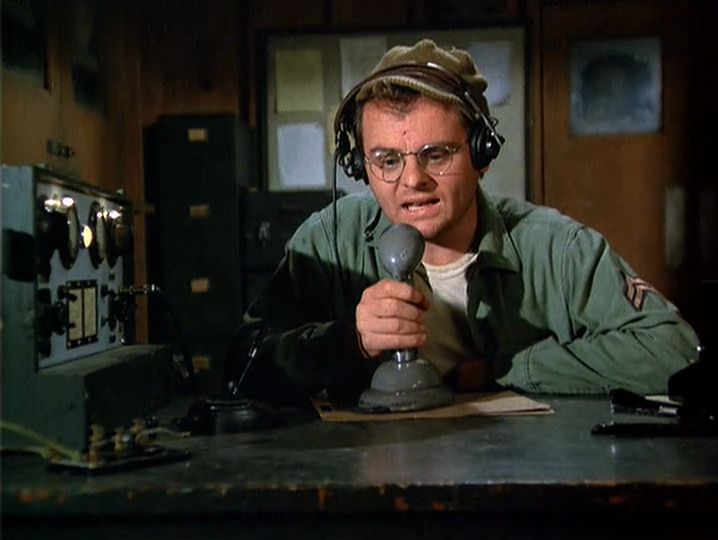 Gary Burghoff as Radar O'Reilly at the company clerk's desk