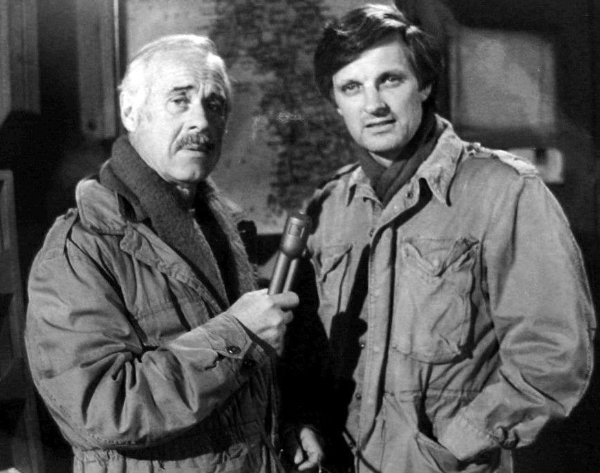 Black-and-white documentary-style scene from the M*A*S*H episode The Interview
