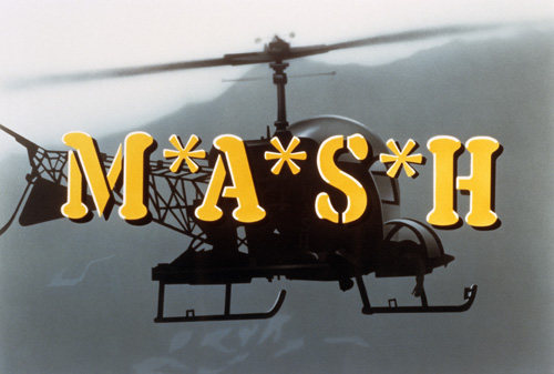 Original M*A*S*H television title screen displayed inside a vintage woodgrain television
