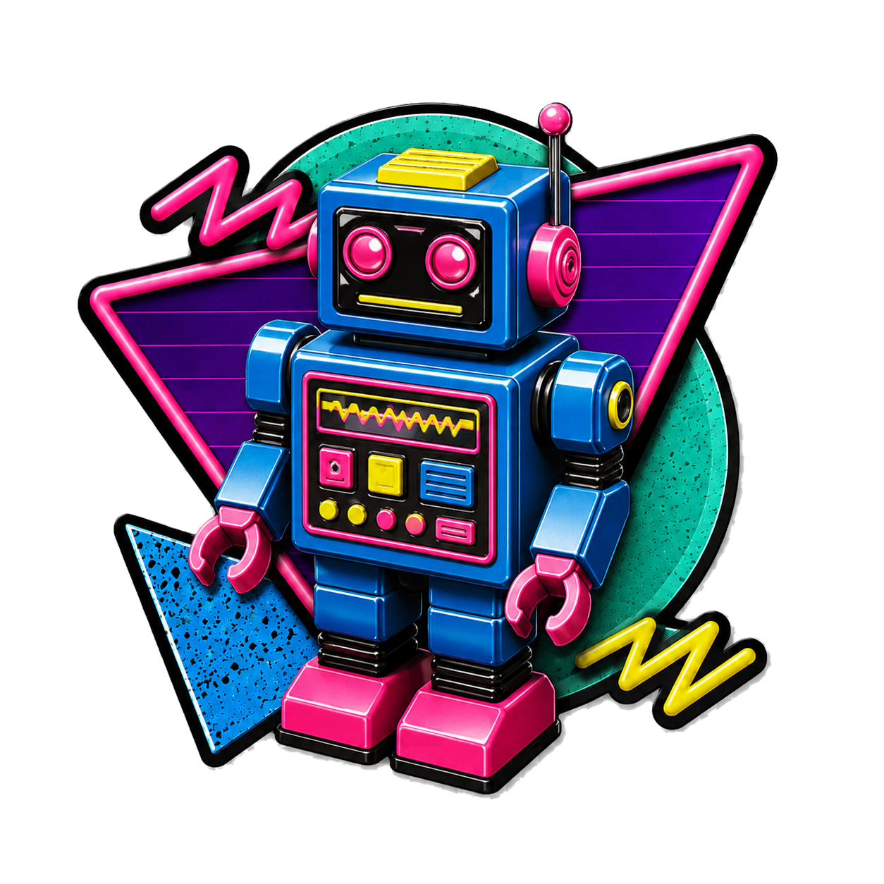 1980s toy timeline badge for 1985