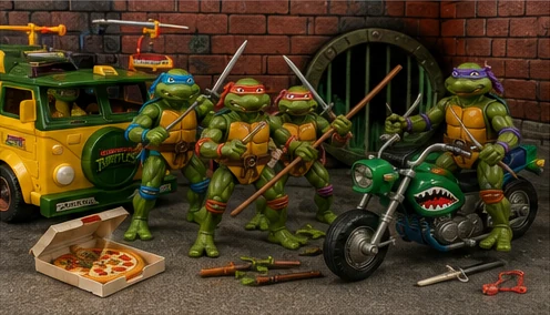 Teenage Mutant Ninja Turtles action figures with vehicles and accessories