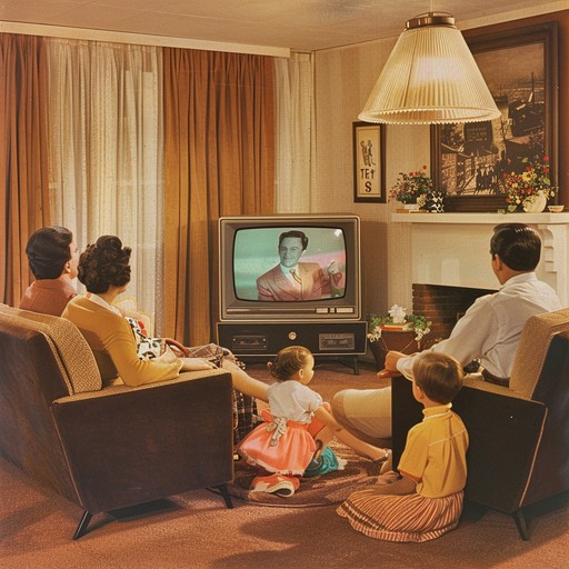 1970s American family gathered around one shared television