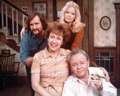 All in the Family cast in the Bunker living room
