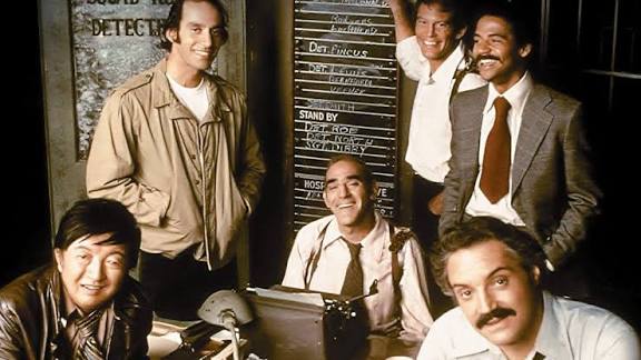 Authentic production still of the Barney Miller 12th Precinct squad-room set