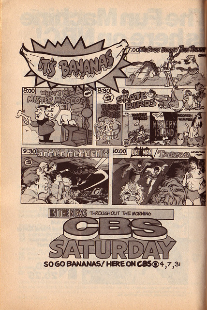 CBS Saturday morning lineup advertisement from the 1970s