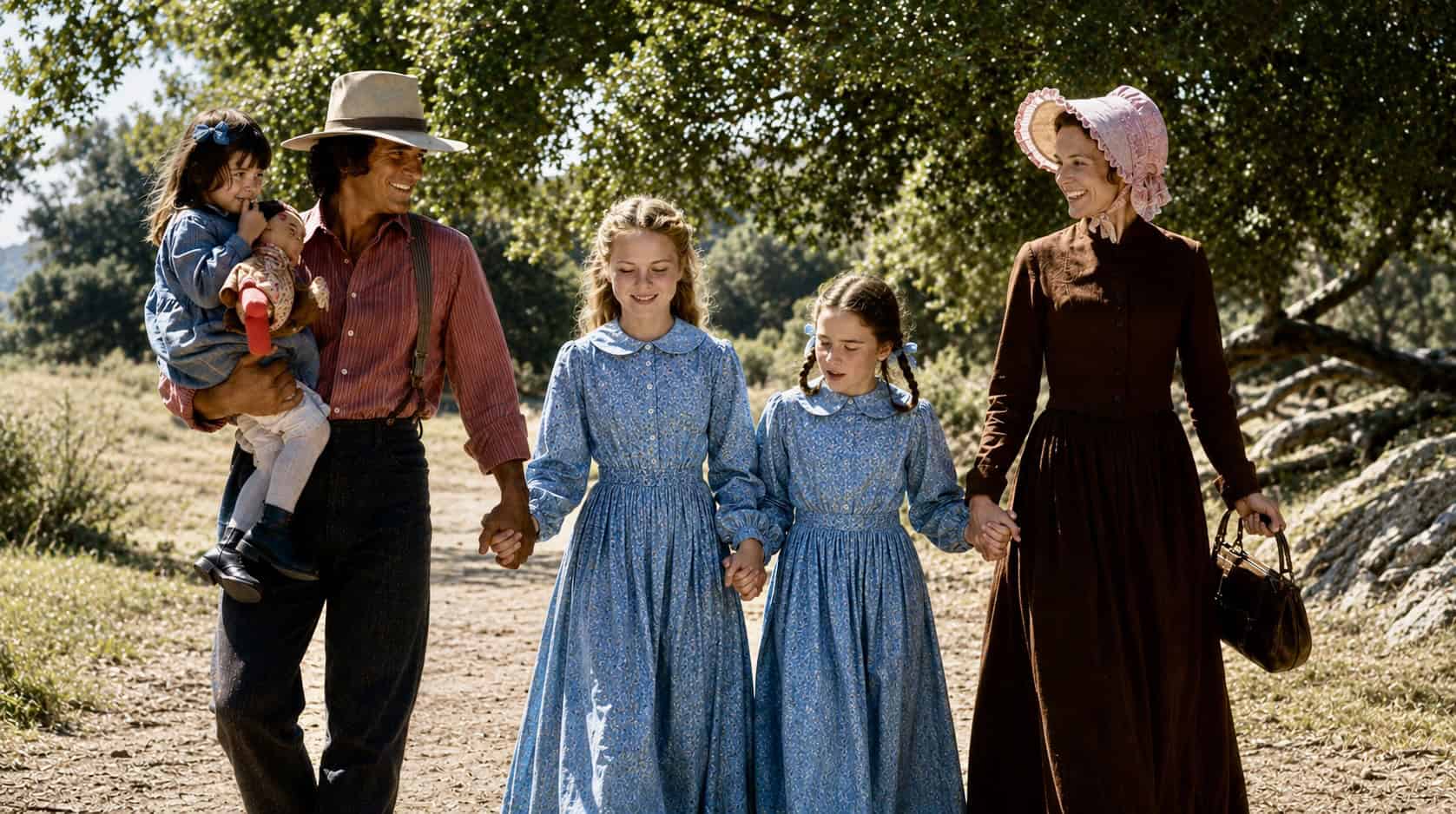 Charles and Caroline Ingalls with their children