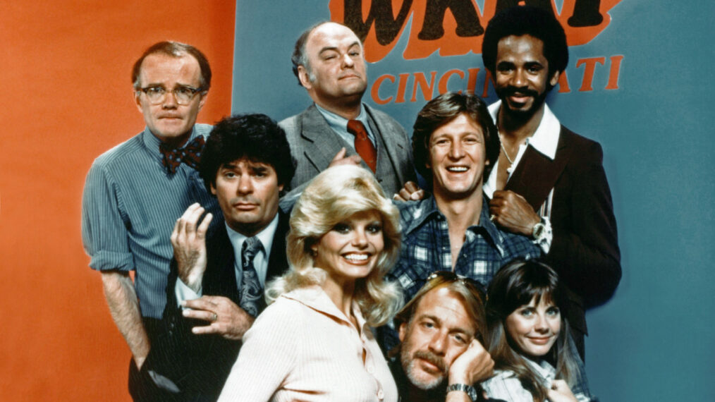 Full WKRP in Cincinnati cast with Andy, Johnny, Venus, Jennifer, Bailey, Les, Herb and Mr. Carlson
