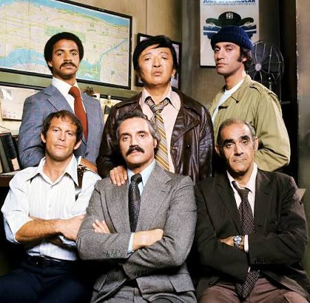 Barney Miller ensemble cast including Barney, Harris, Wojo, Yemana and Fish