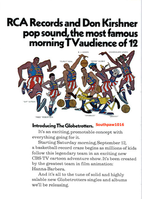 Animated Harlem Globetrotters Hanna-Barbera publicity artwork