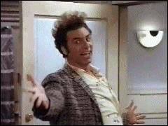 Michael Richards as Kramer entering Jerry's apartment on Seinfeld