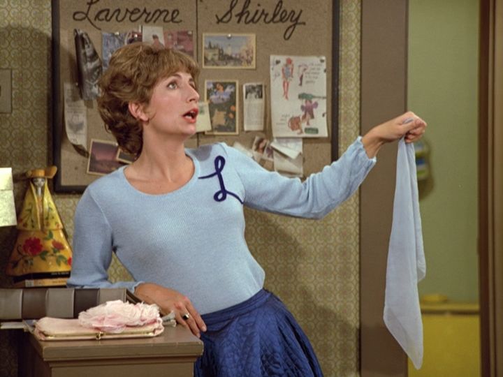 Penny Marshall as Laverne DeFazio in the basement apartment