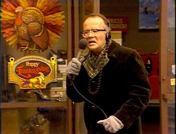 Richard Sanders as Les Nessman during the WKRP in Cincinnati episode Turkeys Away