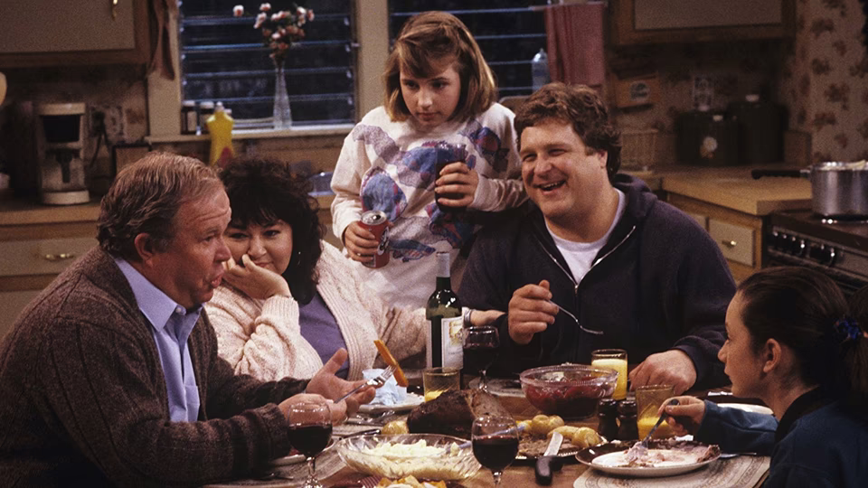 The Conner family at the kitchen table on Roseanne