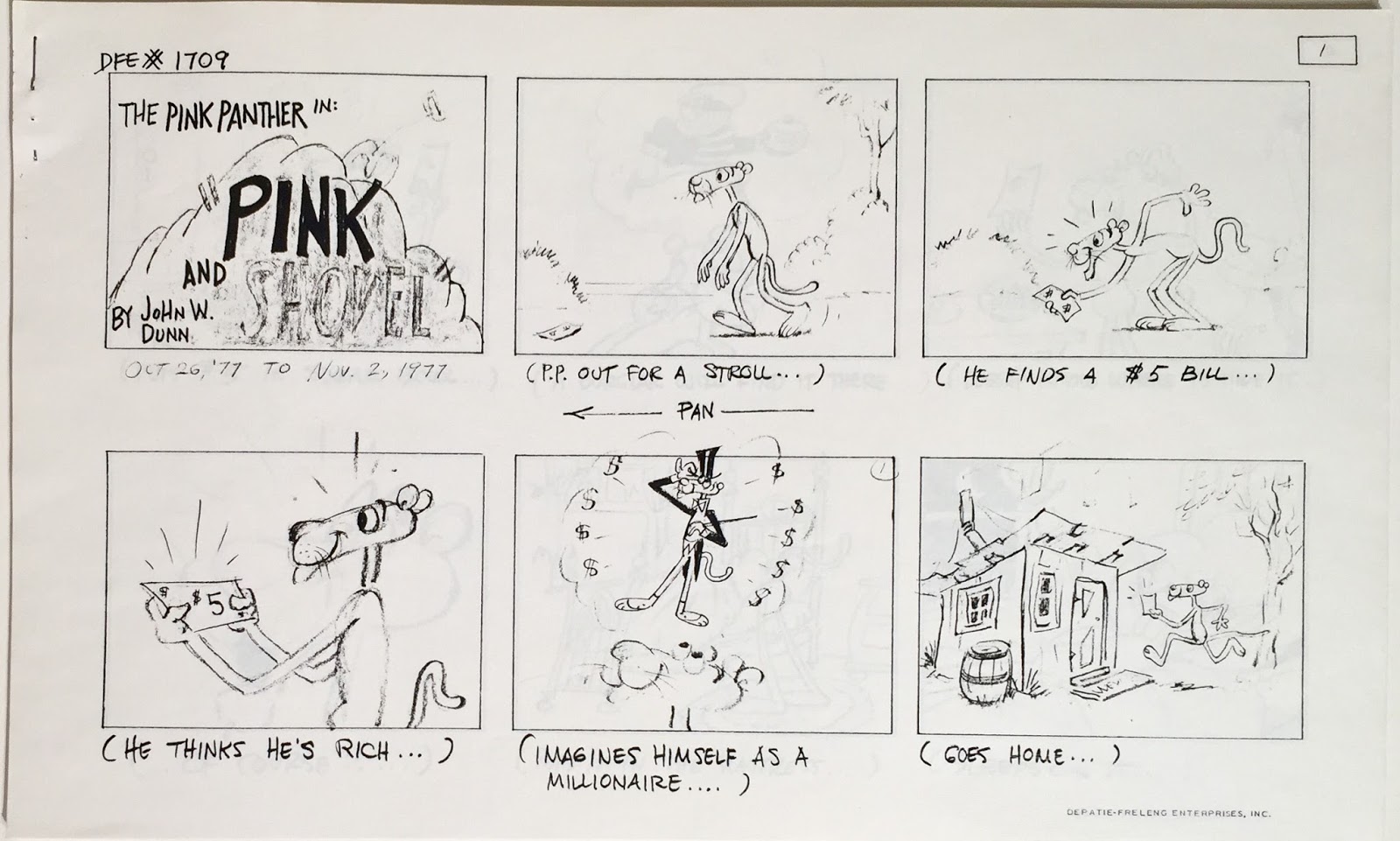 Storyboard or model sheet from a 1970s animated television program