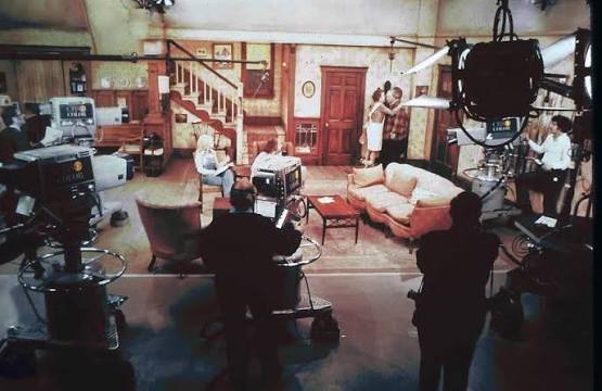 Television cameras filming the All in the Family living-room set