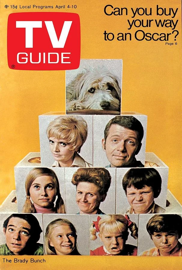 Period TV Guide cover featuring The Brady Bunch