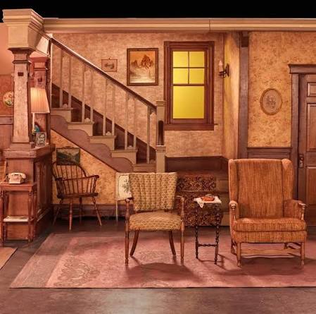 Wide view of the original Bunker living-room set from All in the Family
