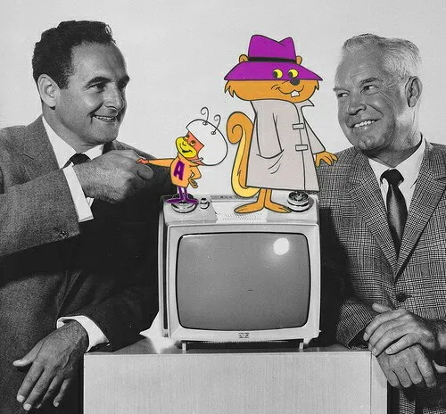 William Hanna and Joseph Barbera working at their animation studio