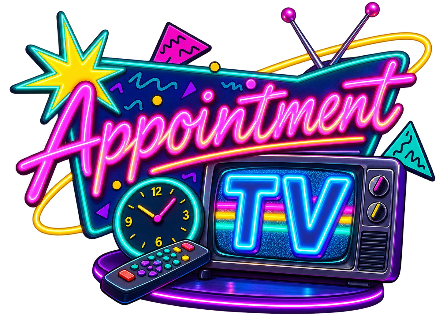 Appointment TV neon 90s graphic