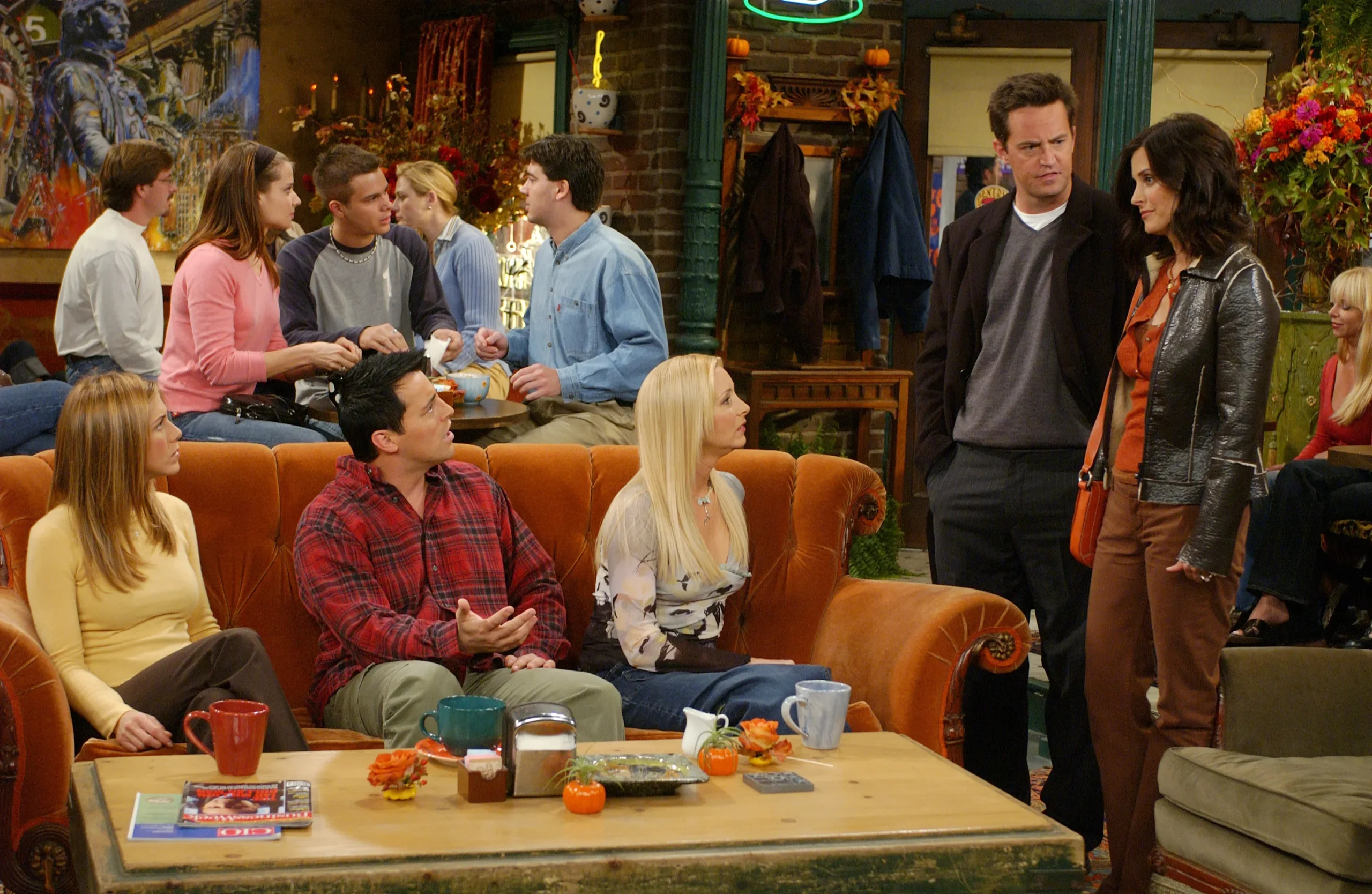 Central Perk orange couch and coffeehouse set from Friends