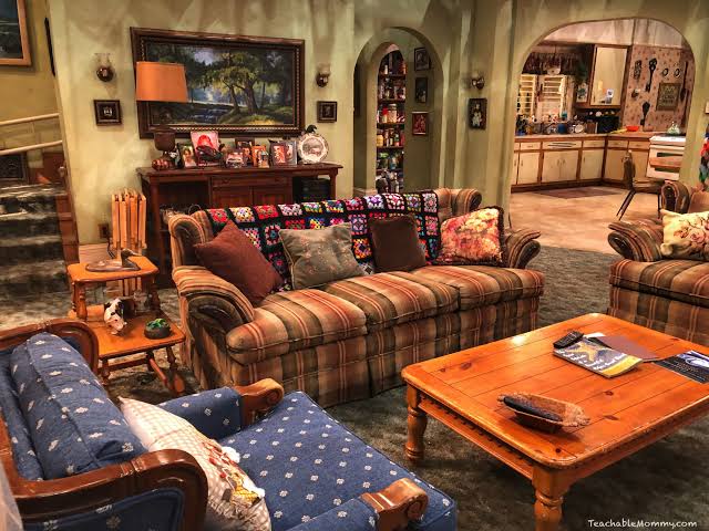 The Conner living room with the couch and afghan from Roseanne