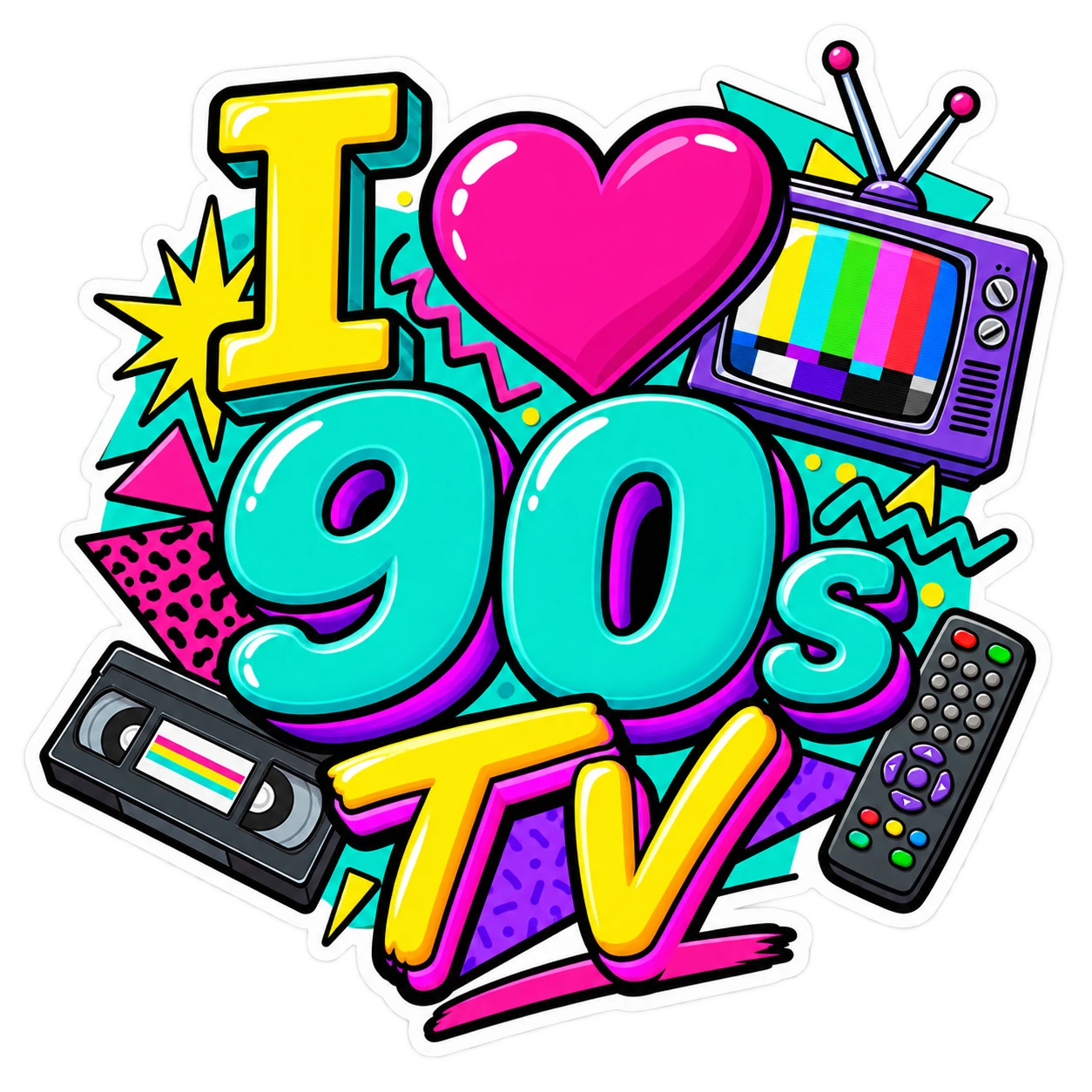 I love 90s TV nostalgia sticker