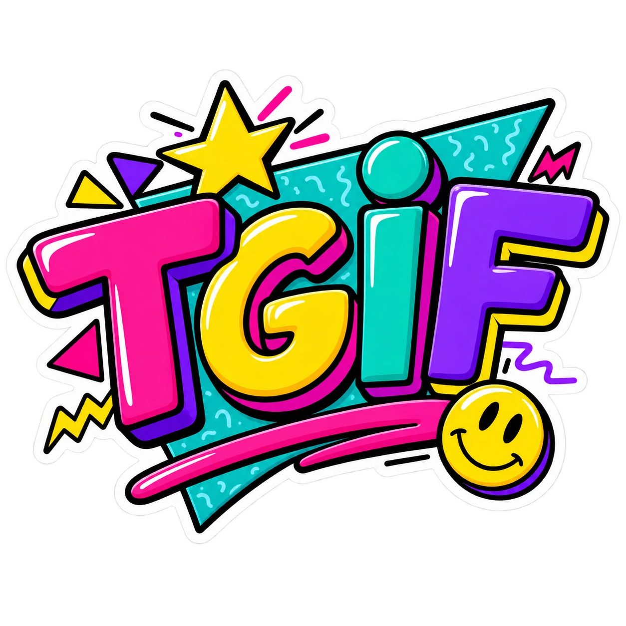 Retro TGIF neon sticker