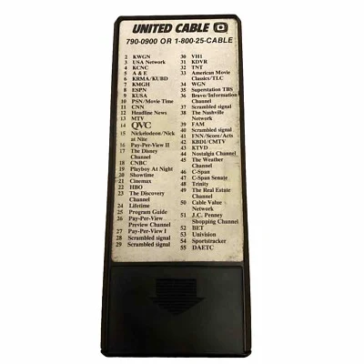 1999 cable television channel guide and remote control