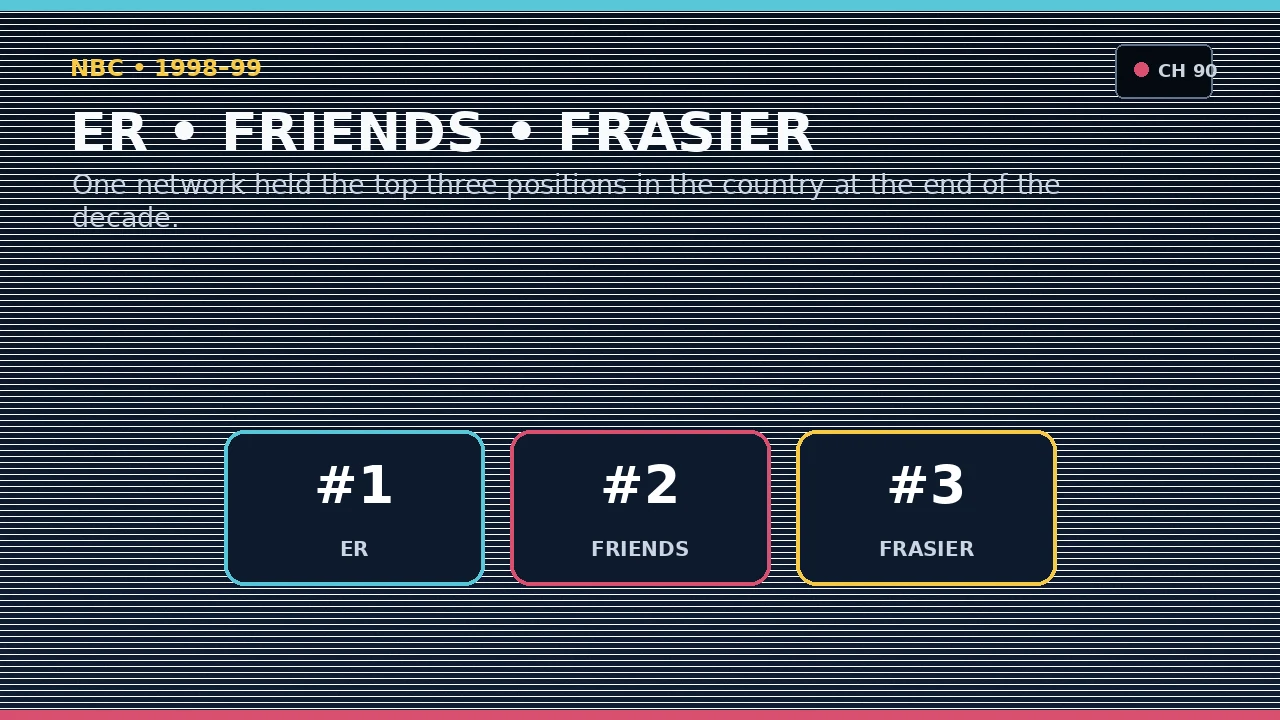 Original graphic showing ER Friends and Frasier ranked first through third in 1998-99